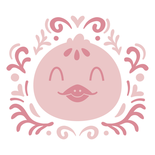 Cute pink chicken and swirls PNG Design