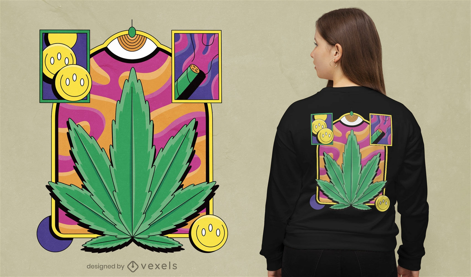 Diseño de camiseta Trippy Weed