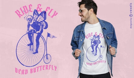 Butterfly man riding bike t-shirt psd