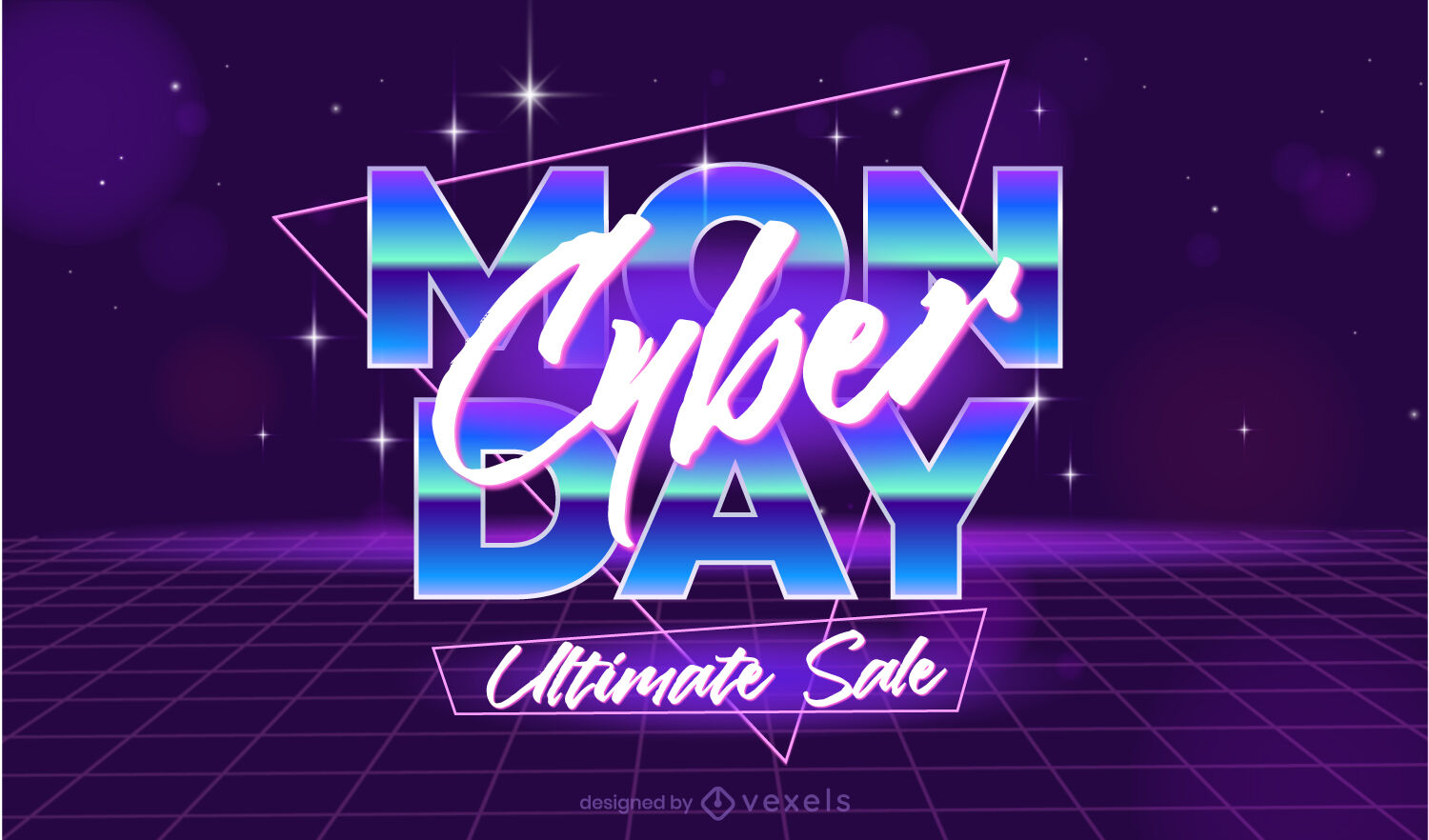 Venta de promoción de cyber monday control deslizante de vaporwave