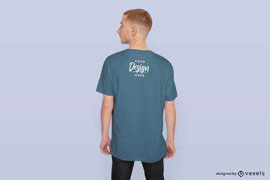 Man with short hair backwards t-shirt mockup