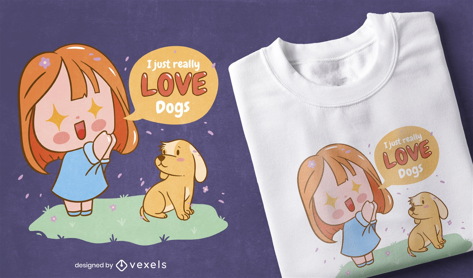 Kawaii love dogs t-shirt design