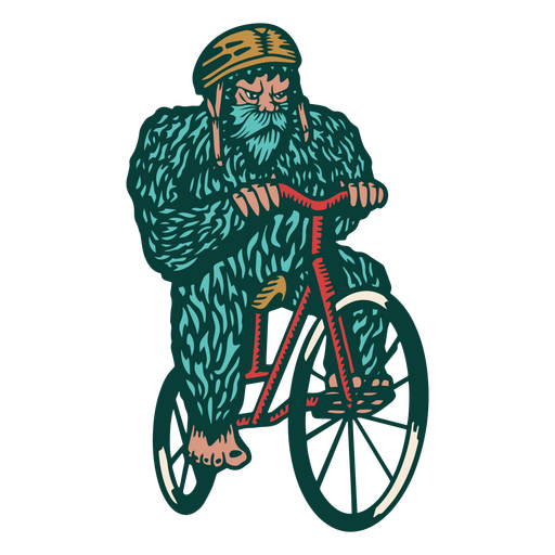 Personagem de bicicleta Sasquatch Desenho PNG
