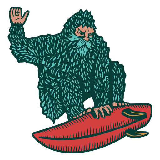 Sasquatch-Surfer-Charakter PNG-Design