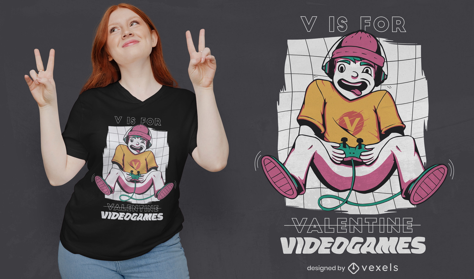 Niño jugando diseño de camiseta de videojuegos.