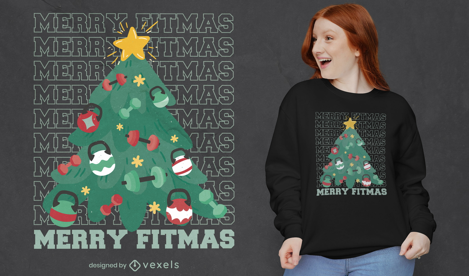 Diseño de camiseta navideña feliz fitmas