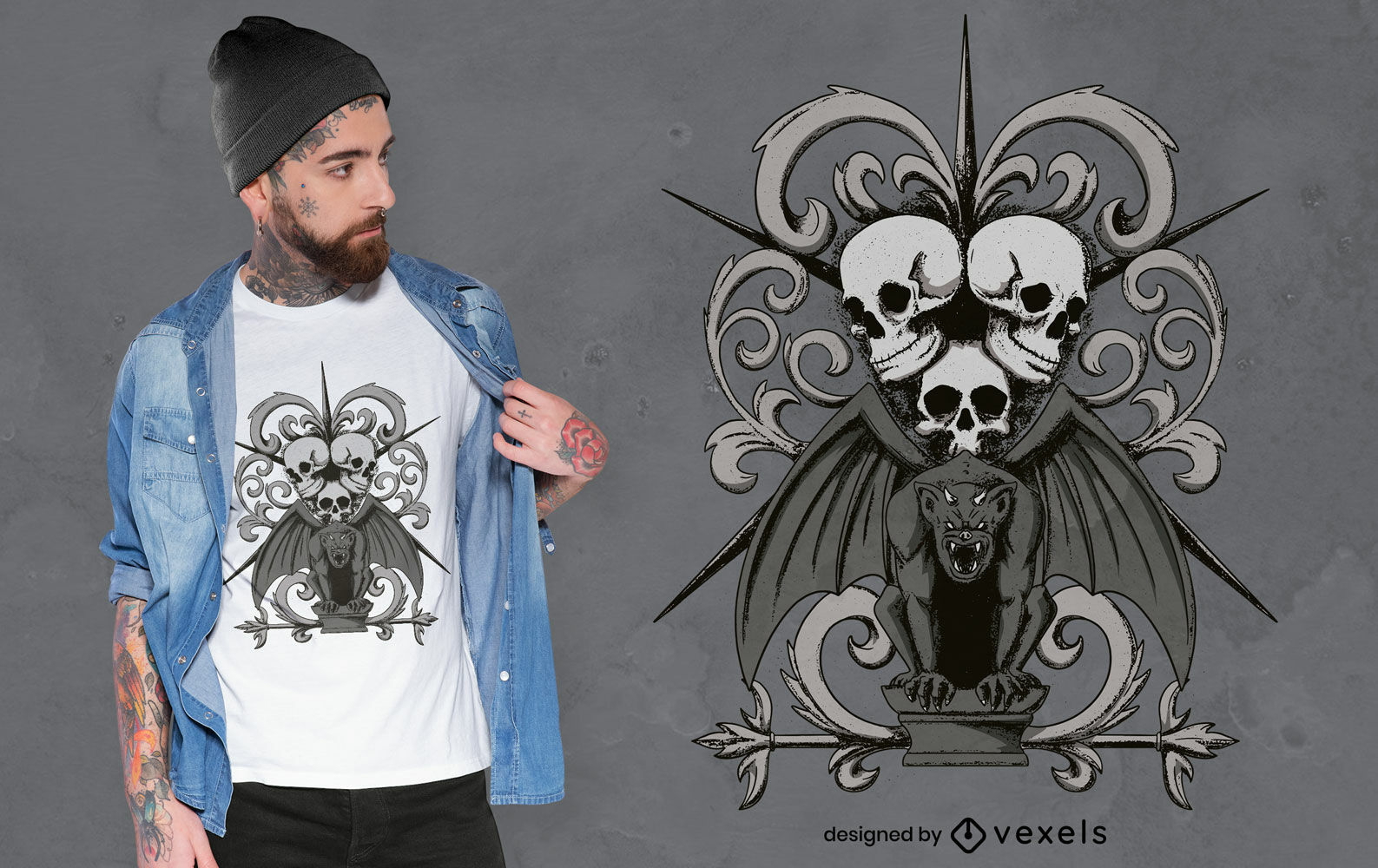 Gothic gargoyle t-shirt design