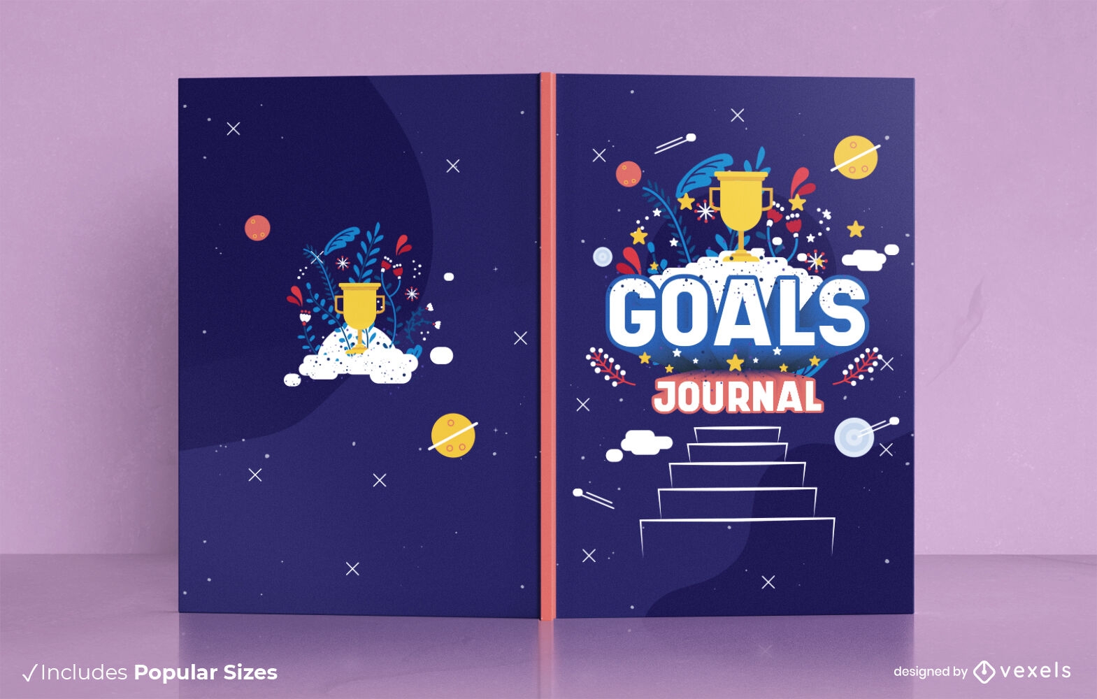 Design da capa do livro do diário de prêmios e metas