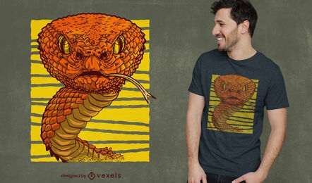 Diseño de camiseta de animal serpiente realista.