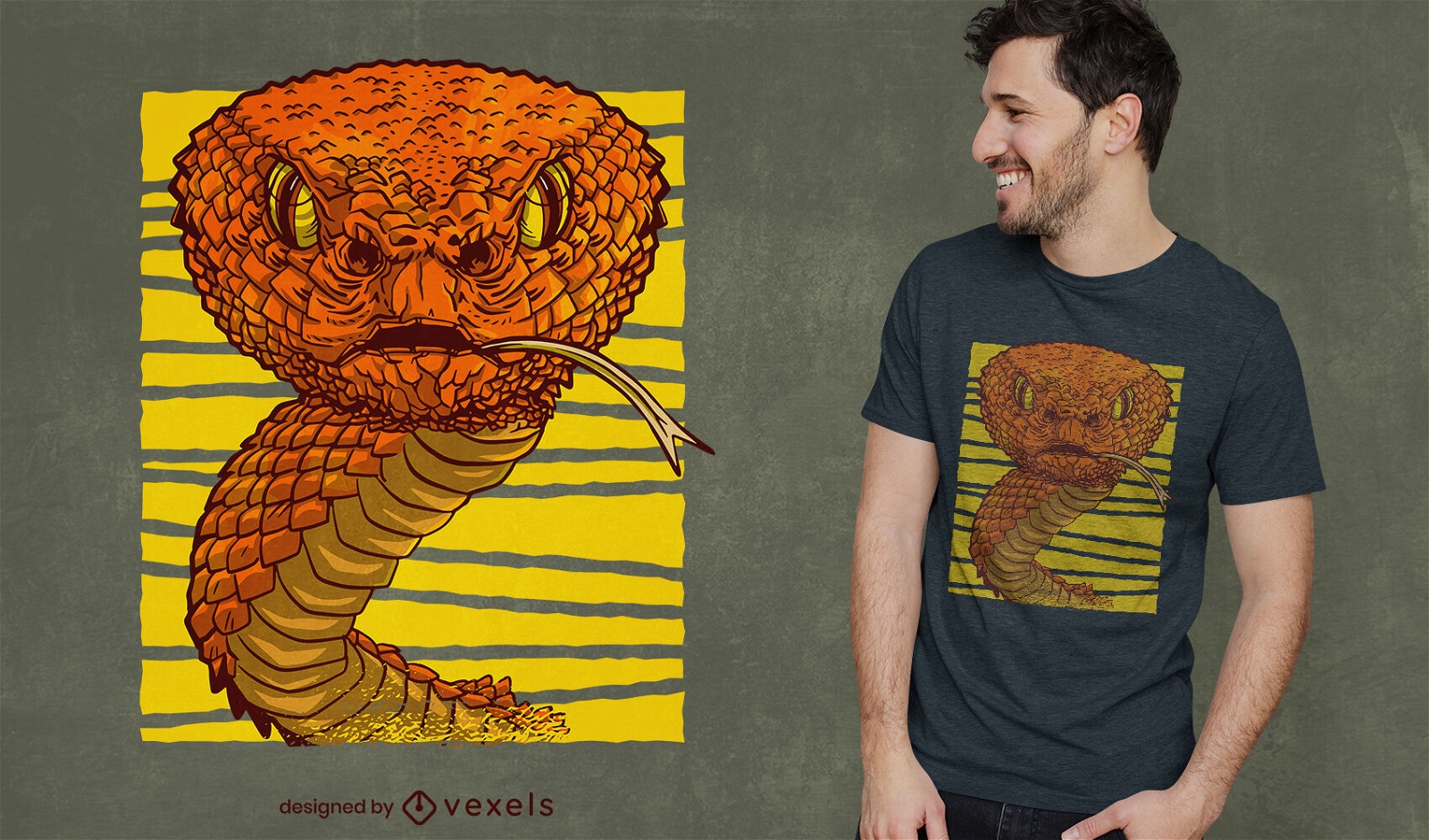 Dise?o de camiseta de animal serpiente realista.