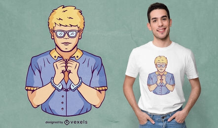 Blonde man in handcuffs t-shirt design