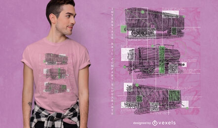 Camiseta infográfica de ferrocarril de tren psd