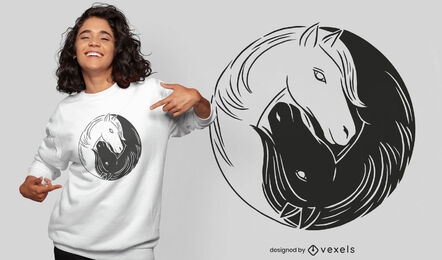Yin yang horses animals t-shirt design