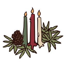 Winter Solstice Candles with Greenery PNG Design