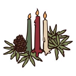 Wintersonnenwende-Kerzen mit Grün PNG-Design