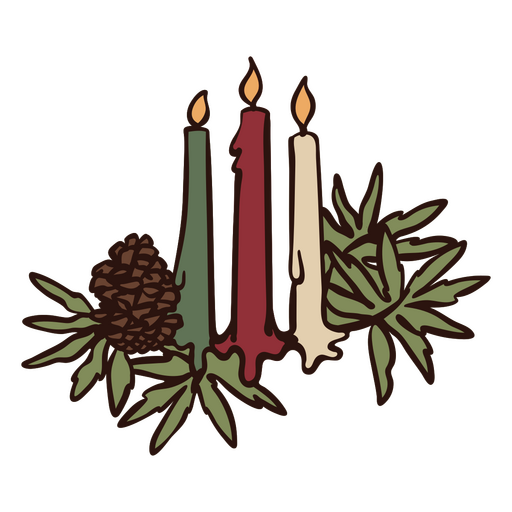 Velas del solsticio de invierno con vegetación Diseño PNG