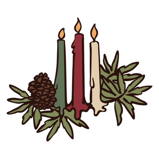 Wintersonnenwende-Kerzen mit Grün PNG-Design