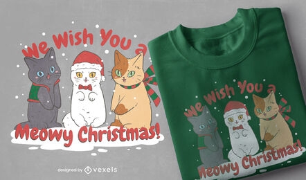 Gatos cantando design de camisetas de natal