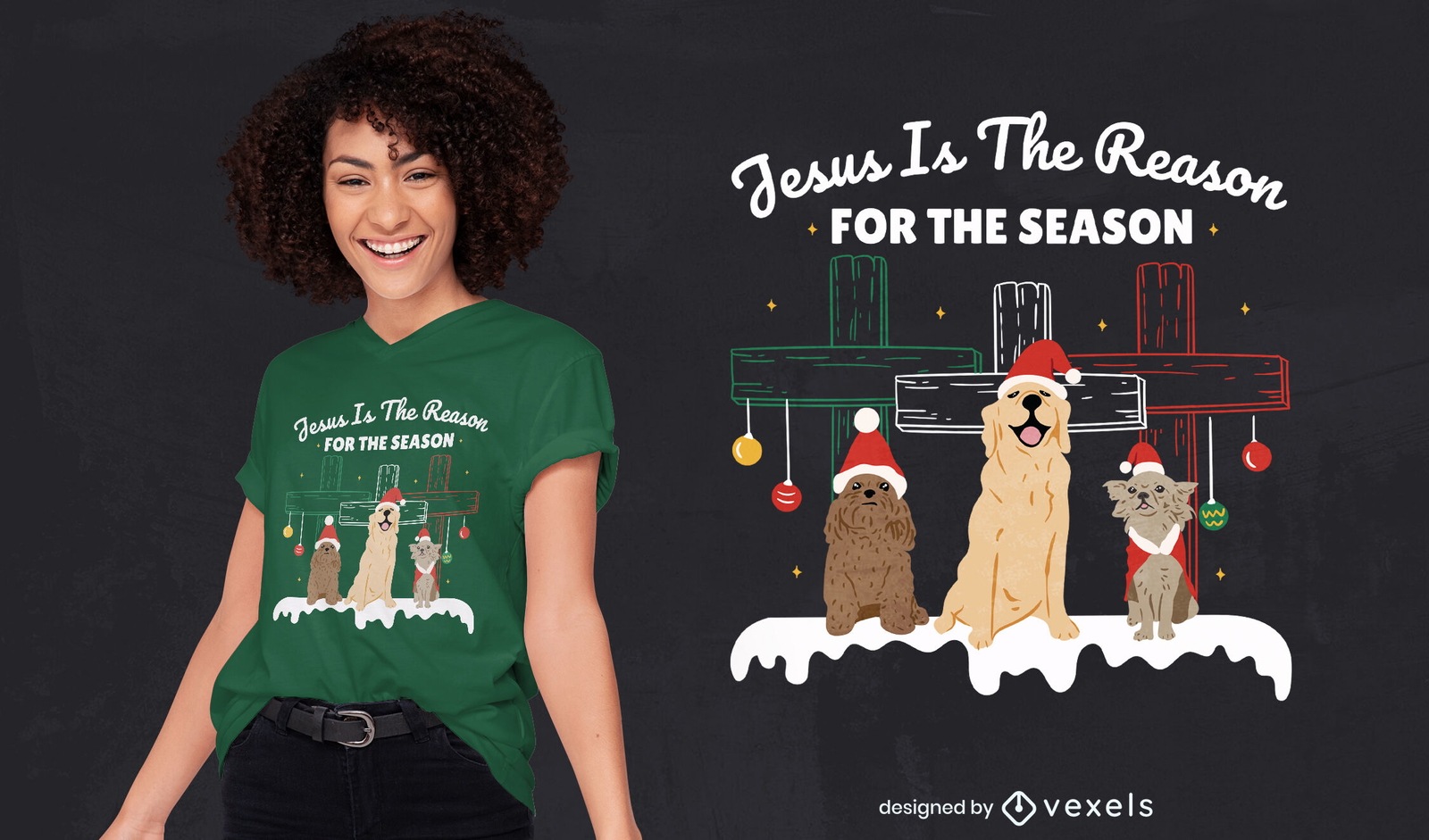 Desenho de t-shirt de animais de cão feliz natal