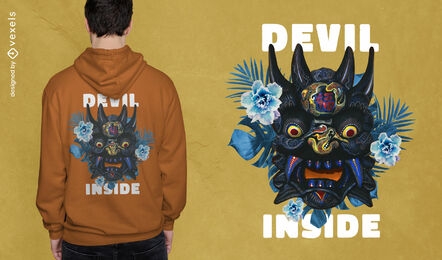 Floral devil creature mask t-shirt psd