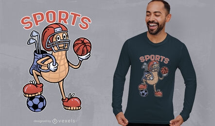 Peanut sport player cartoon t-shirt design