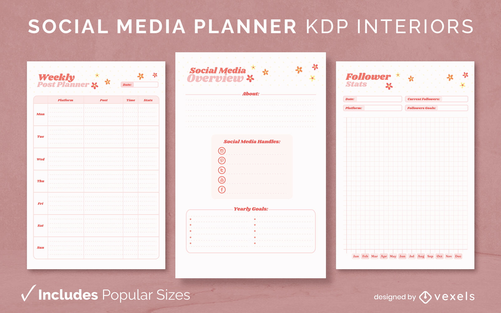 Planejador de negócios floral KDP design de interiores