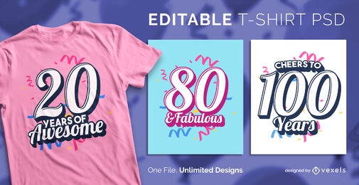 Birthday lettering scalable t-shirt psd