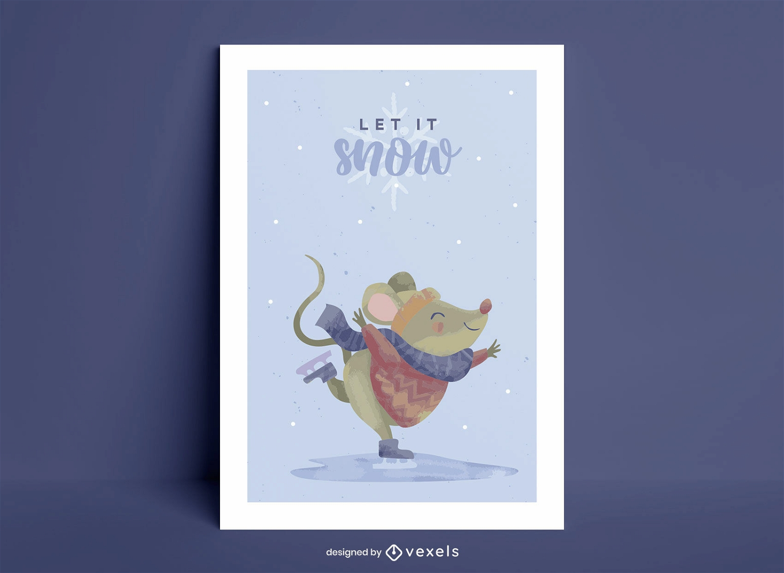 Let it snow mouse cita diseño de cartel