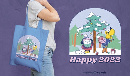 Happy 2022 tote bag design
