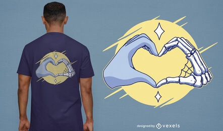 Design de t-shirt com as mãos do coração