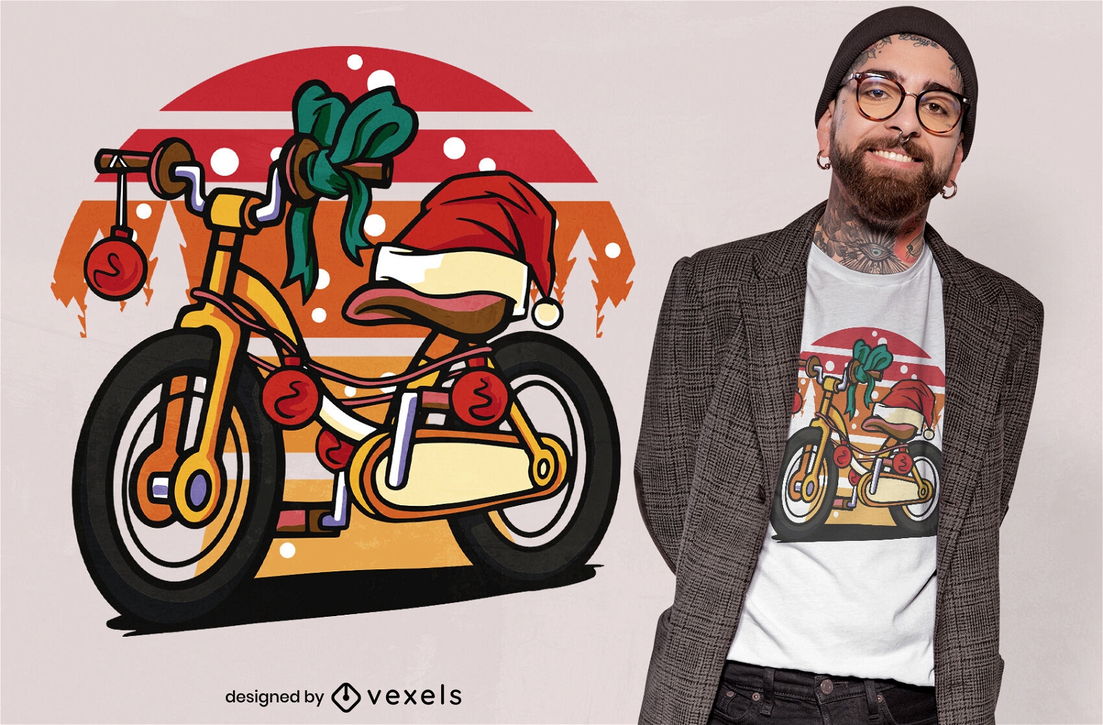 Diseño de camiseta de bicicleta navideña.