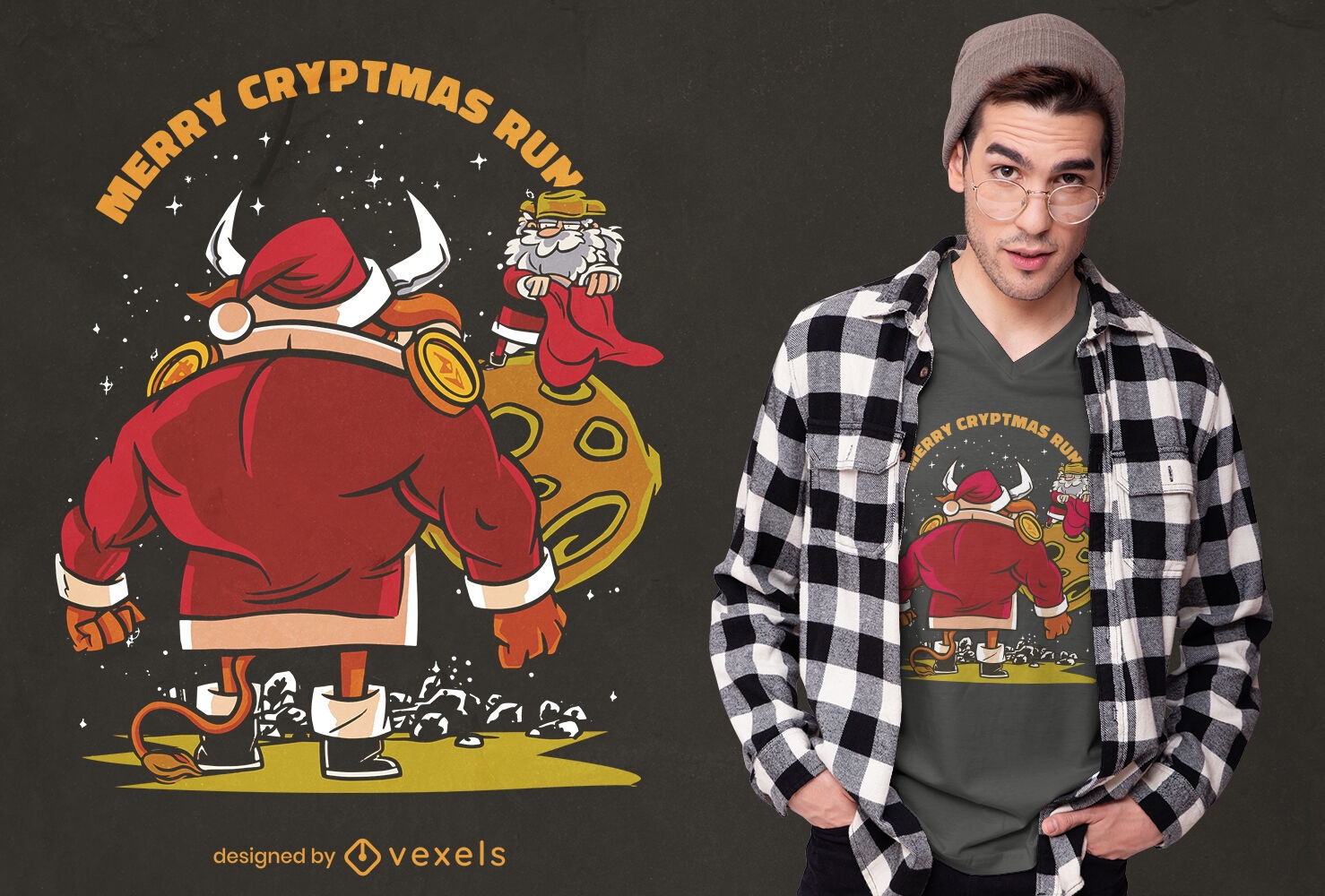 Merry Cryptmas corre diseño de camiseta de Navidad