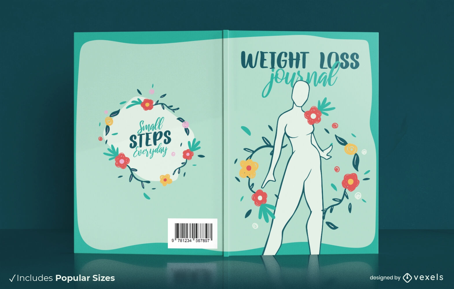 Diseño de portada de libro de diario de pérdida de peso