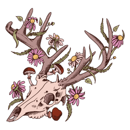 Animal flowers deer skull Transparent PNG