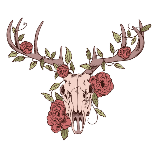 Front flower deer skull PNG Design