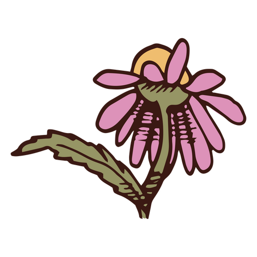 Flor murcha por trás Desenho PNG