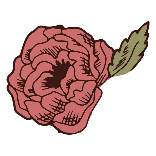 Única flor vermelha redonda Desenho PNG