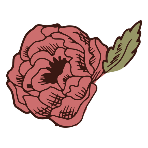Einzelne runde rote Blume PNG-Design