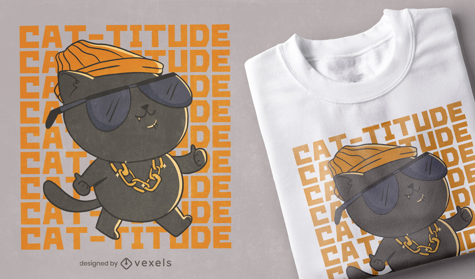 Design de t-shirt de gato Cat-titude