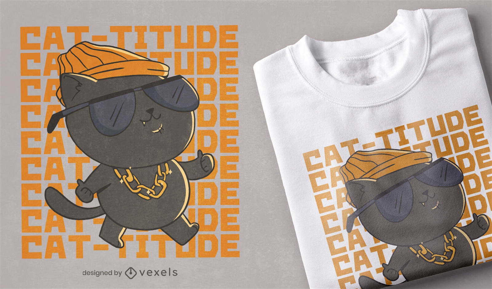 Diseño de camiseta cat-titude cat