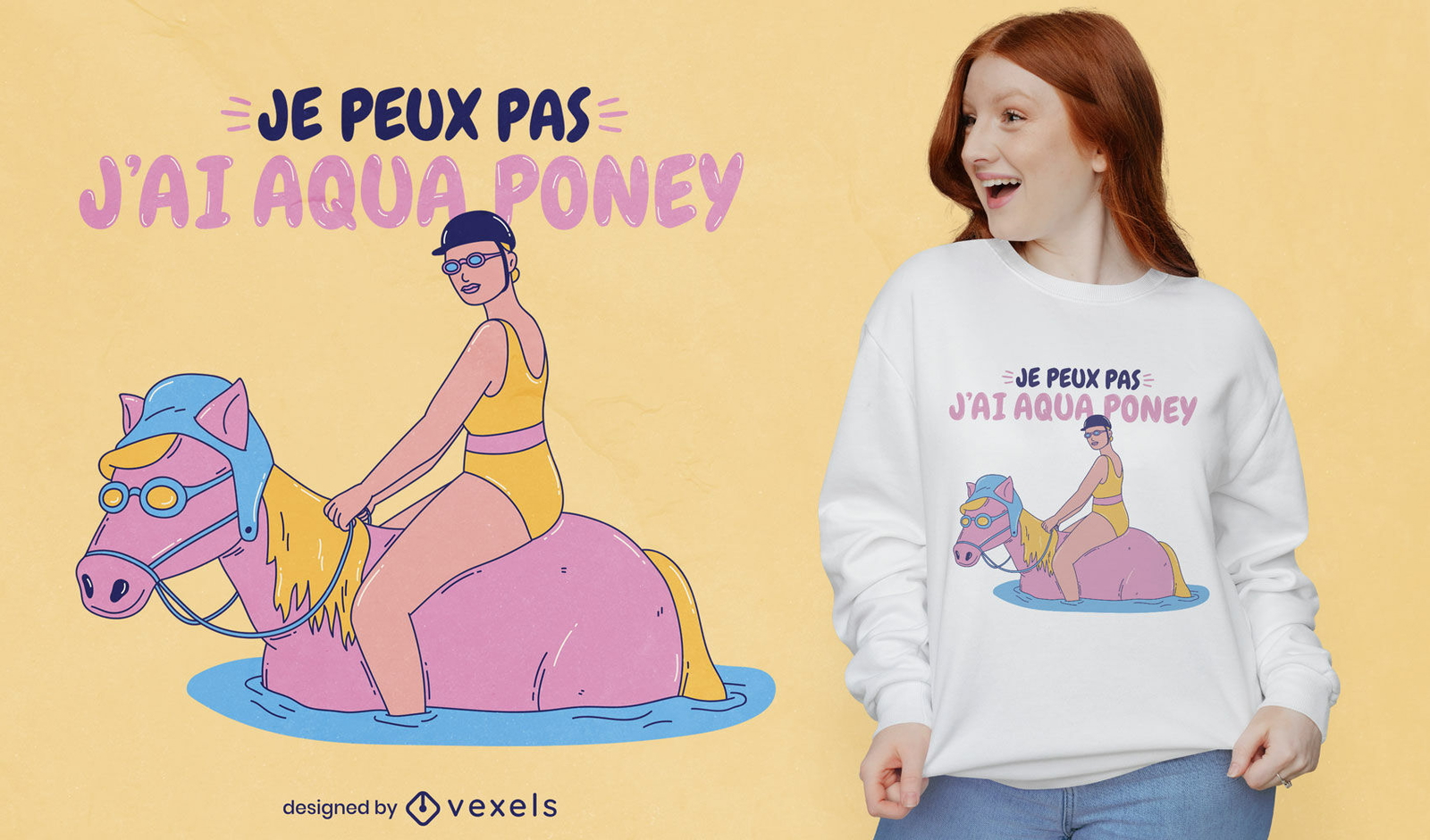 Design de camiseta de pônei aqua