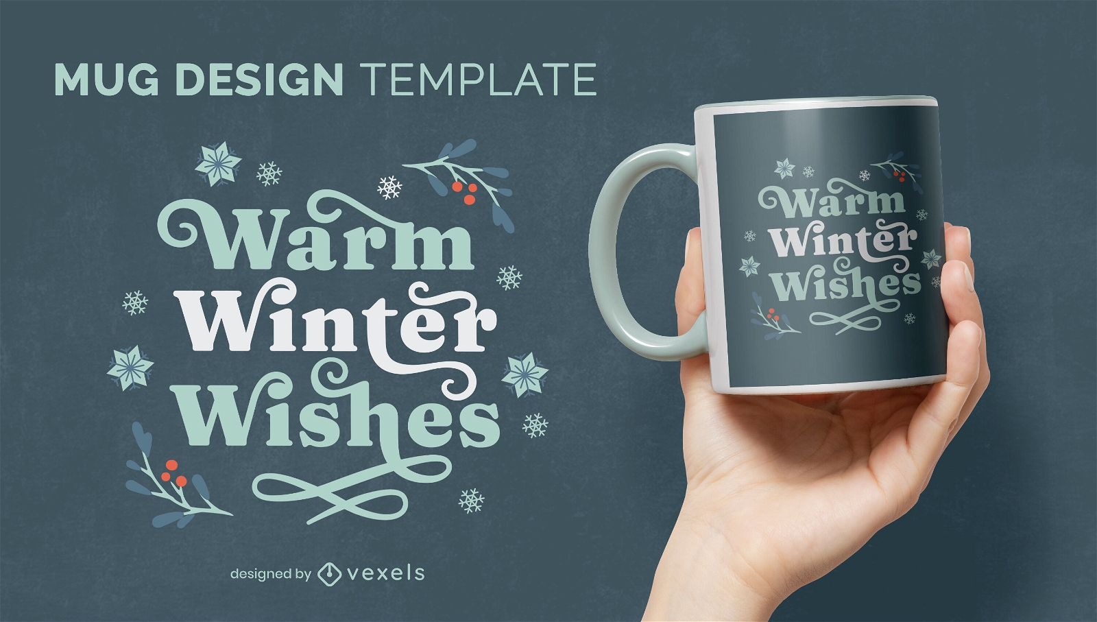 Winter season lettering mug template