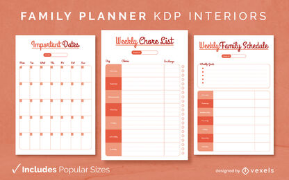 Family planner template KDP interior design