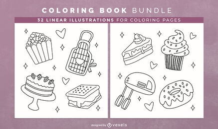 Sweet desserts coloring book design pages
