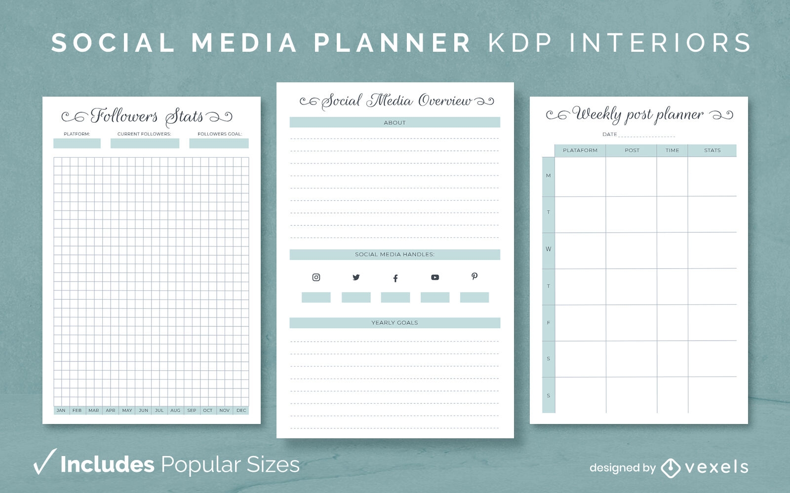 Social media diary design template KDP