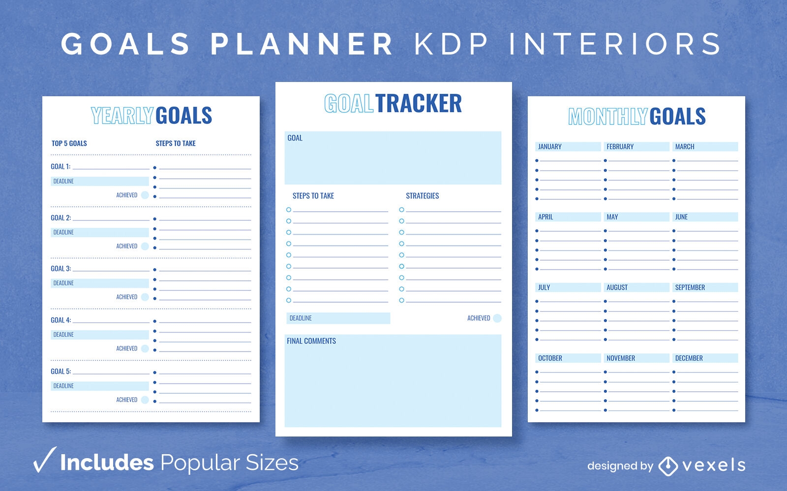 Goals journal template KDP interior design