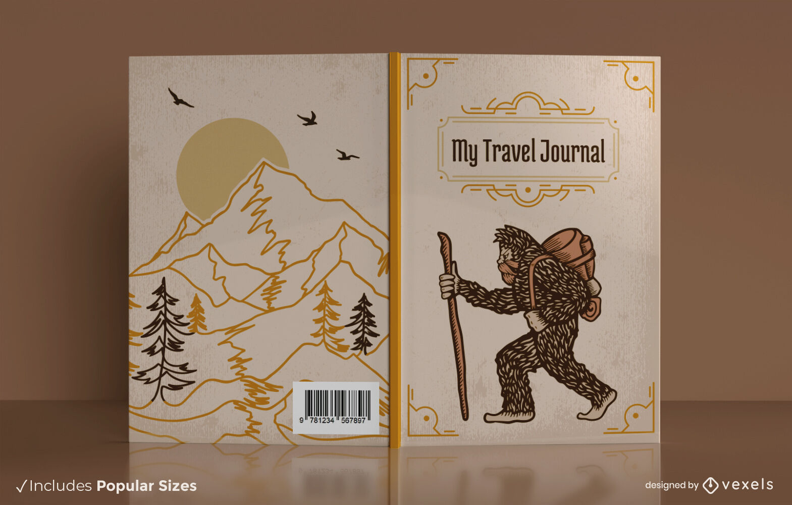 Diseño de portada de libro de diario de viaje de Bigfoot