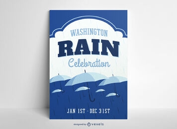 Rain celebration umbrella poster template