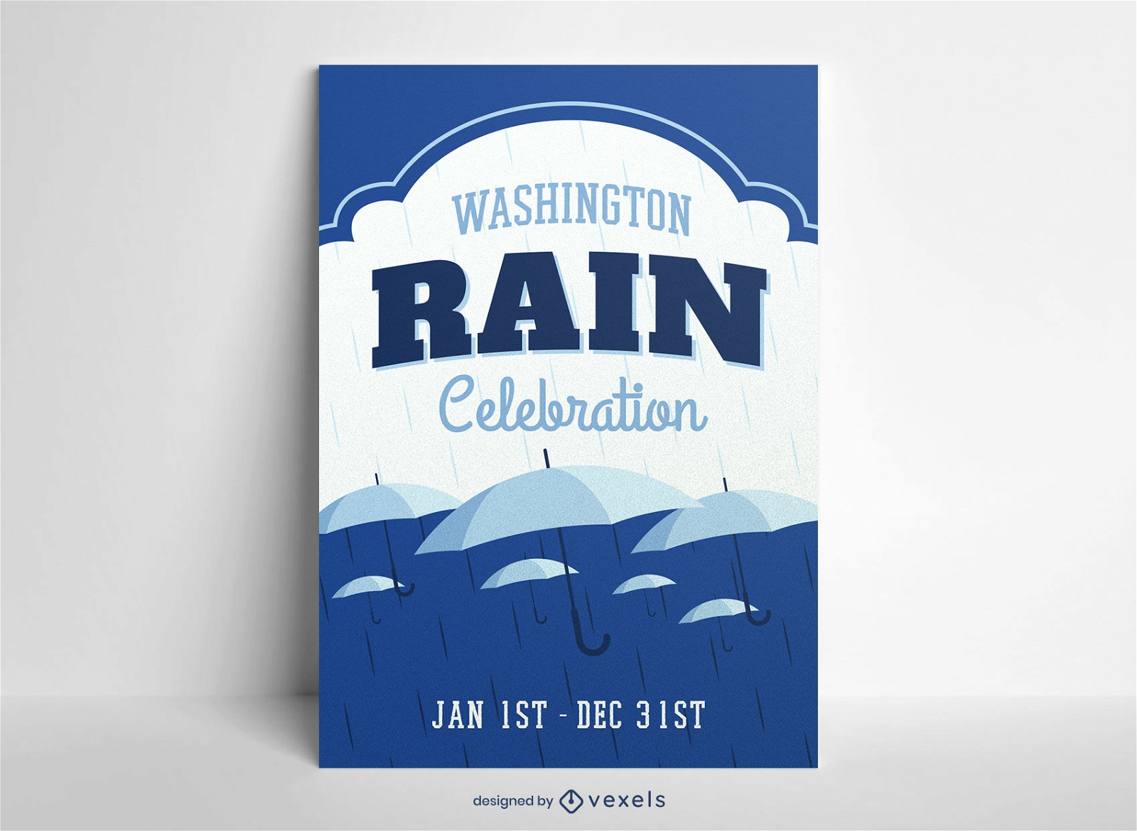 Plantilla de cartel de paraguas de celebración de lluvia