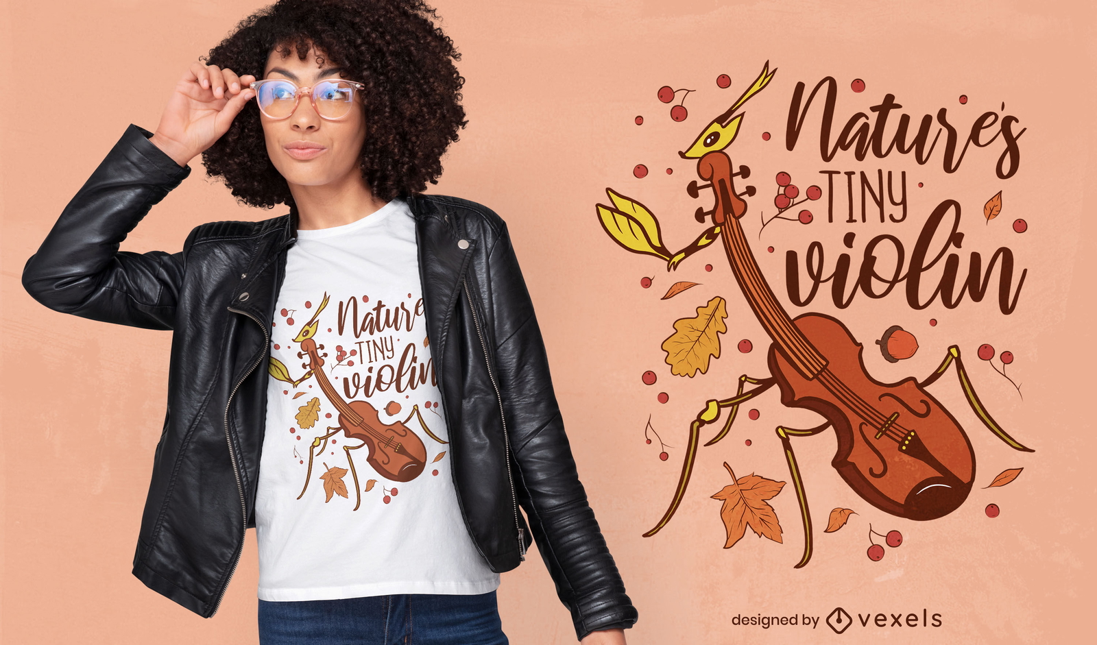 Nature's tiny violin bug t-shirt design